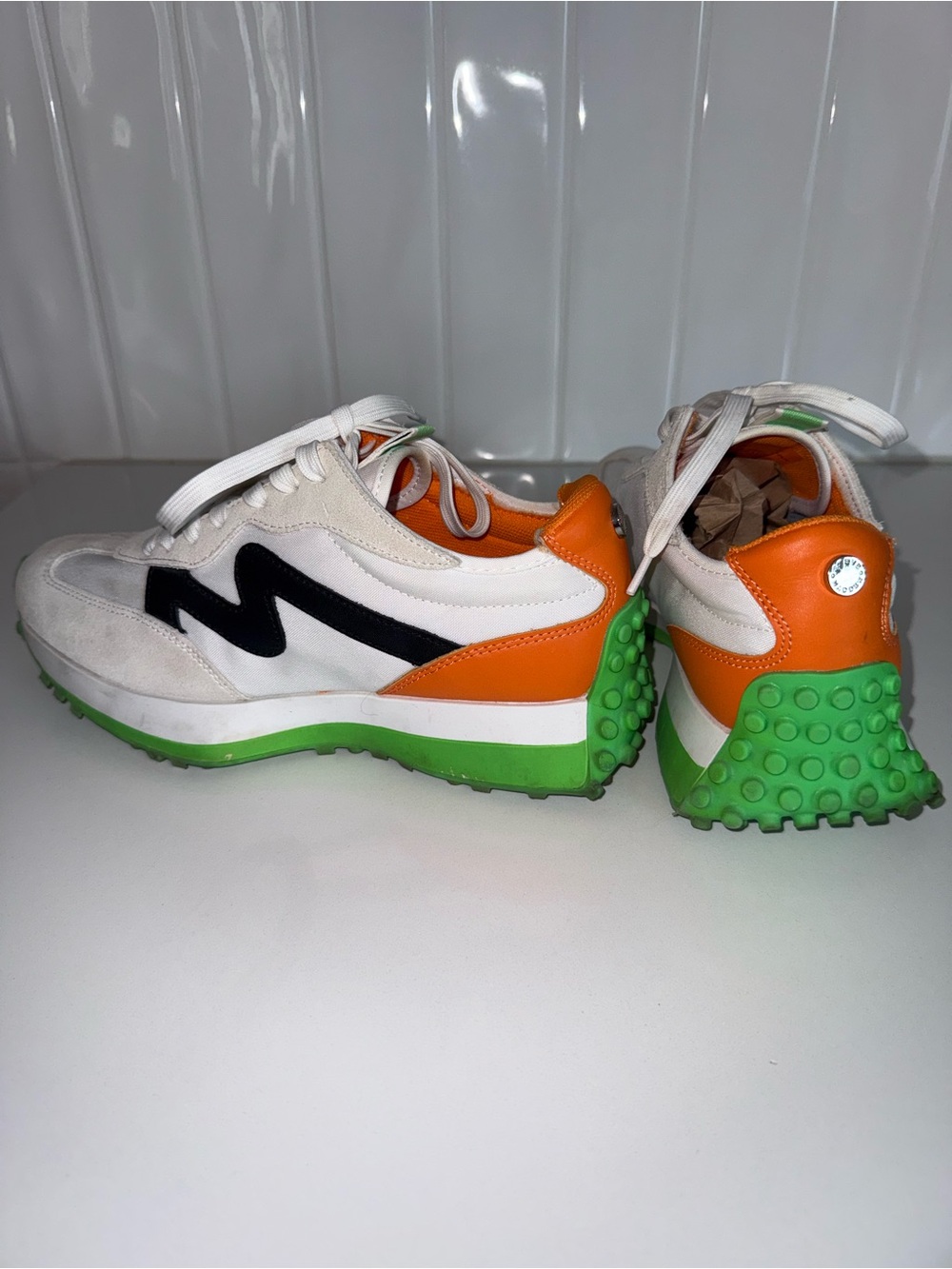 Sketchers White, Orange & Green Women’s Athletic Sneakers